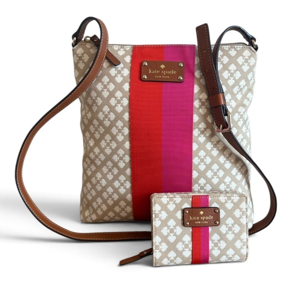 Kate Spade Classic Spade Crossbody Bag + Wallet Victoria Canvas & Leather